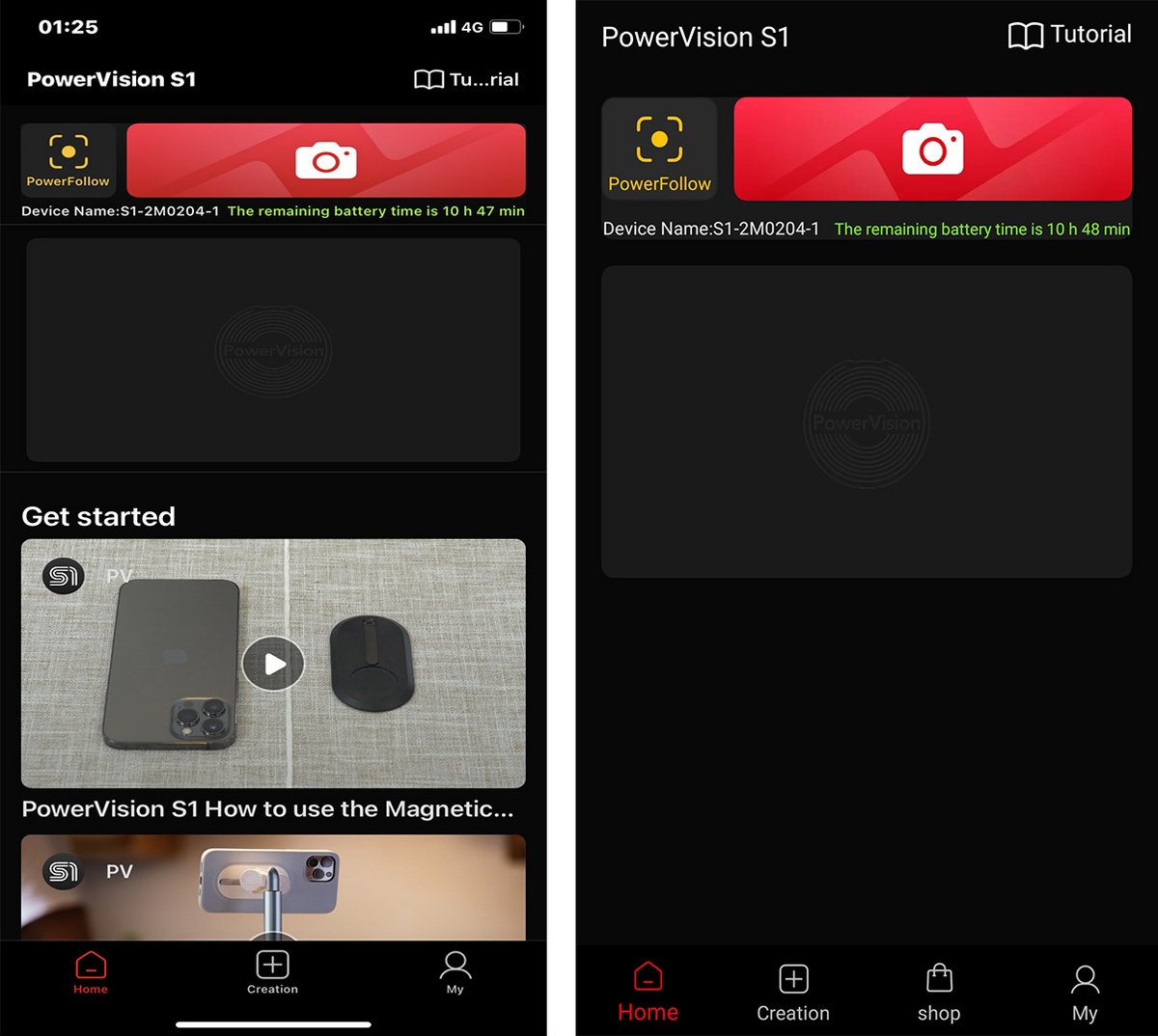 Accueil de l&#039;app pour iPhone (gauche) et Android (droite)