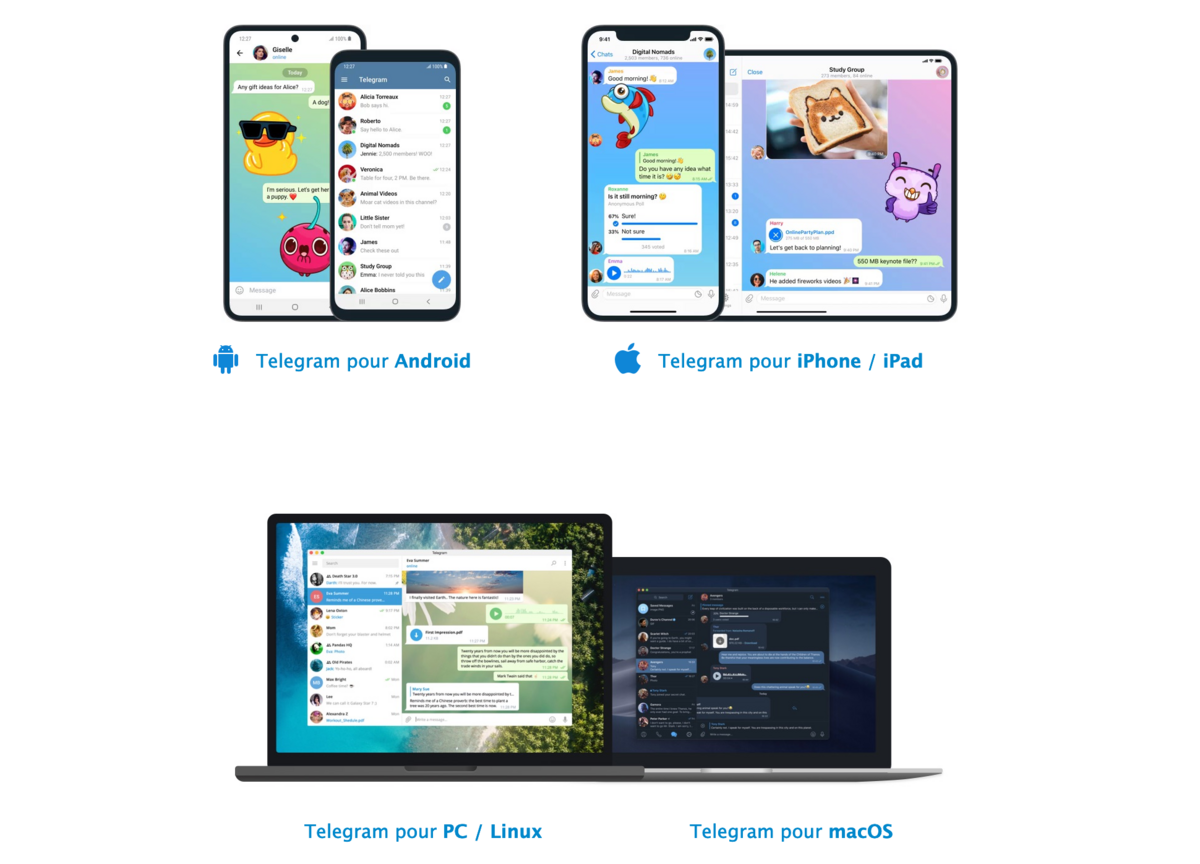 Telegram plateformes