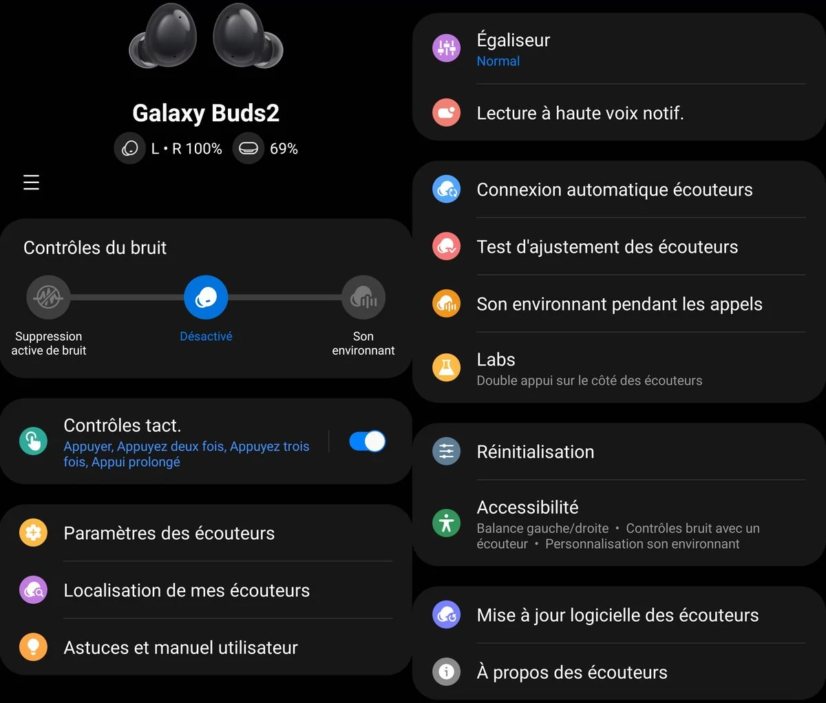 Samsung Galaxy Buds2 écouteurs à réduction active du bruit