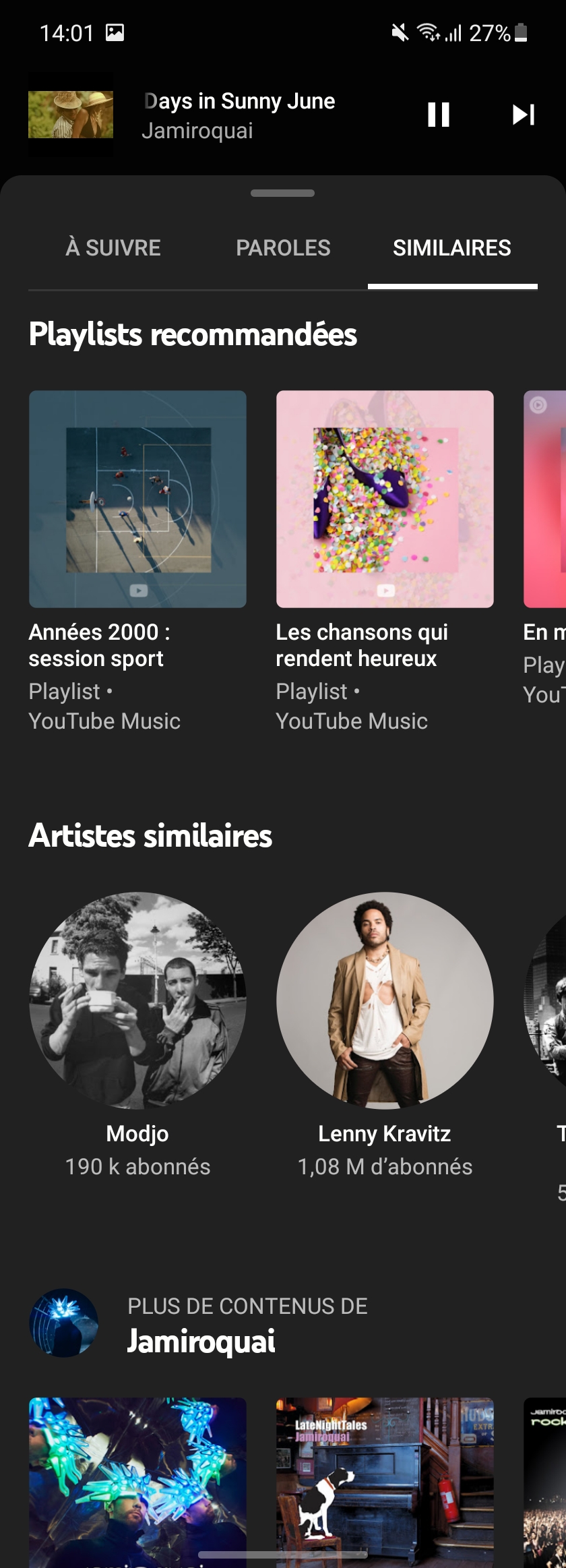 YouTube Music - L'interface mobile