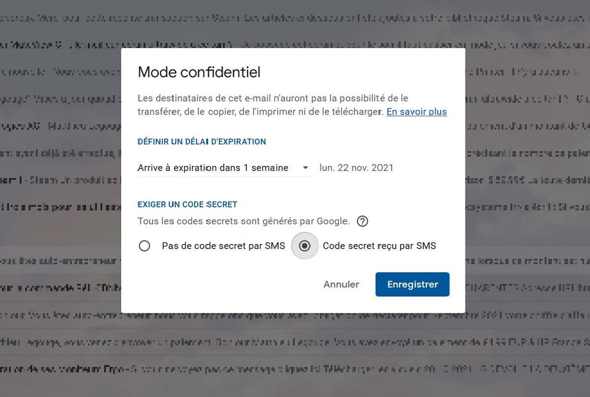 Gmail mode confidentiel