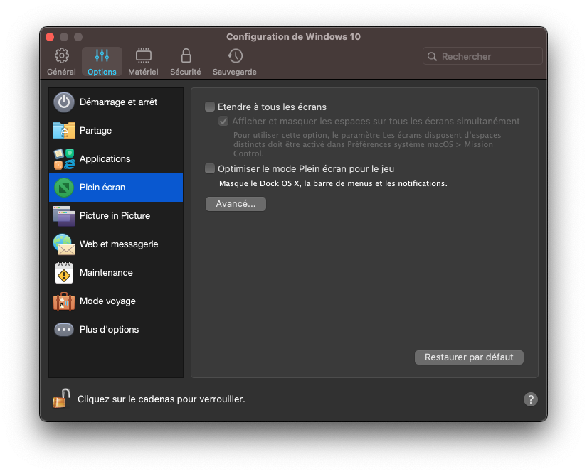 Parallels Desktop interface