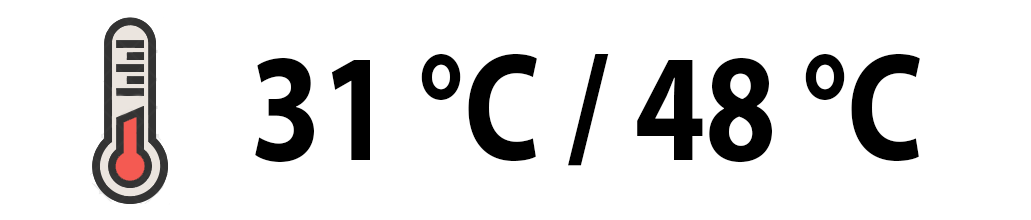Mesures de la température relevées, à gauche au repos et à droite en charge © Nerces