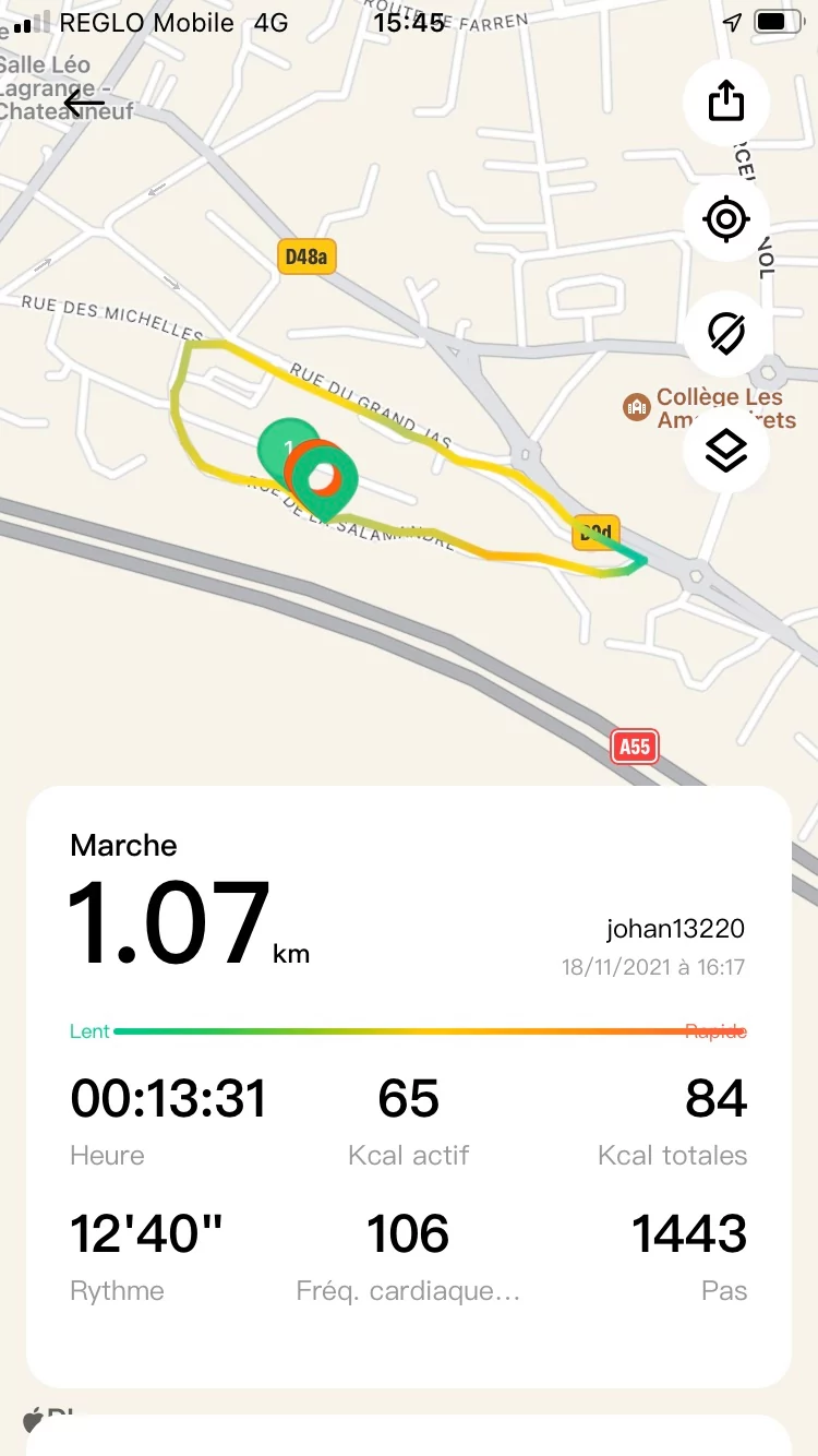 Redmi Watch 2 Lite - Suivi GPS © Johan Gautreau