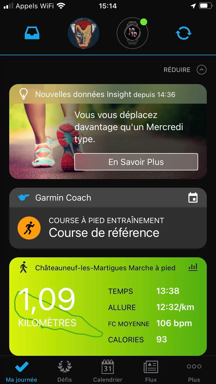 Garmin Connect - Menu 1 © Johan Gautreau