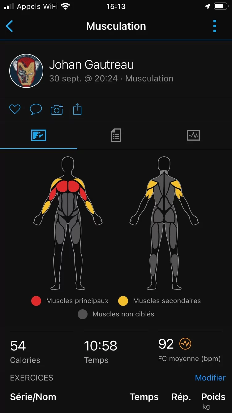 Garmin Connect - Menu muscu 1 © Johan Gautreau