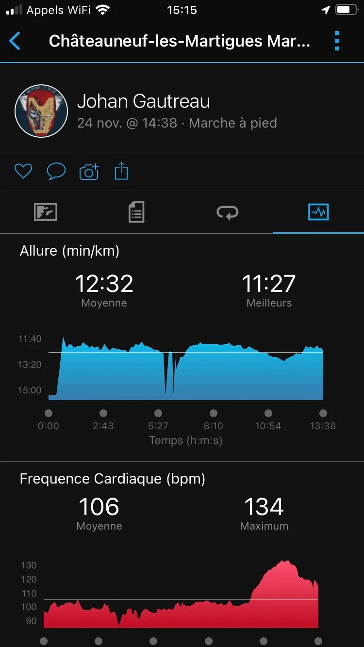 Garmin Connect - Menu activité 3 © Johan Gautreau