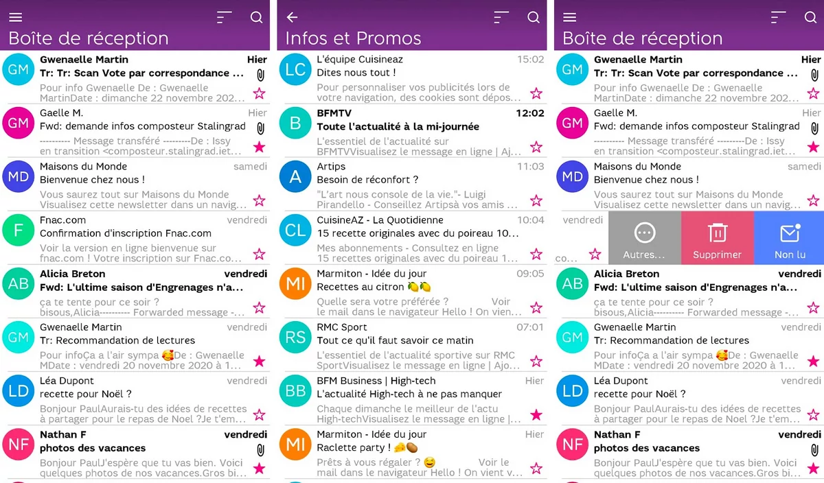 SFR Mail extraits