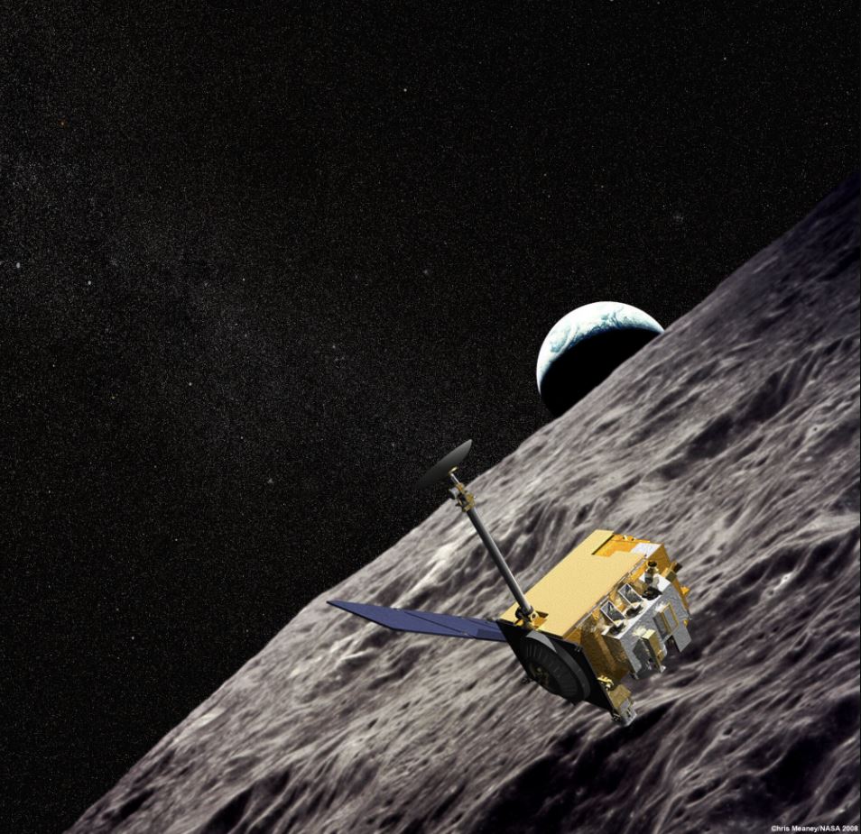 Vue d'artiste de la sonde LRO en orbite lunaire. Crédits NASA/Chris Meaney 2008