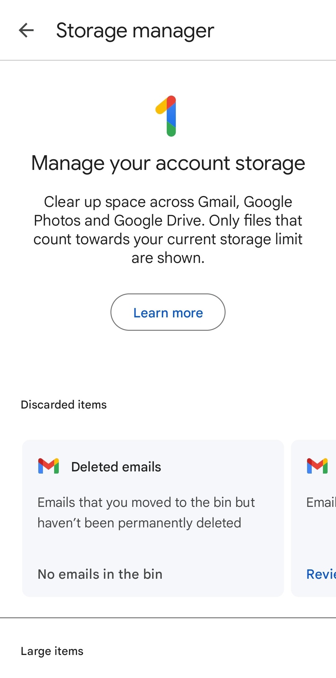 Google One - capture d'écran
