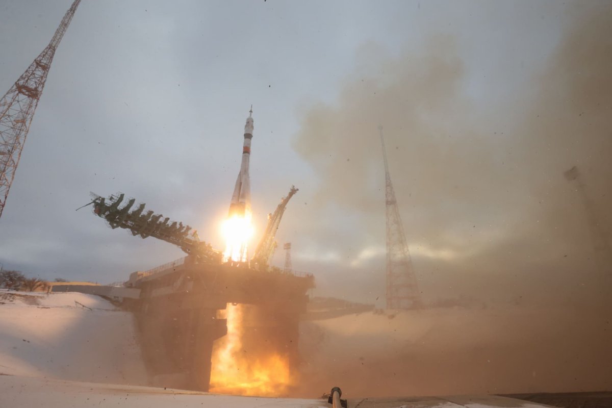 Pour l'occasion, Baïkonour était enneigée © Roscosmos