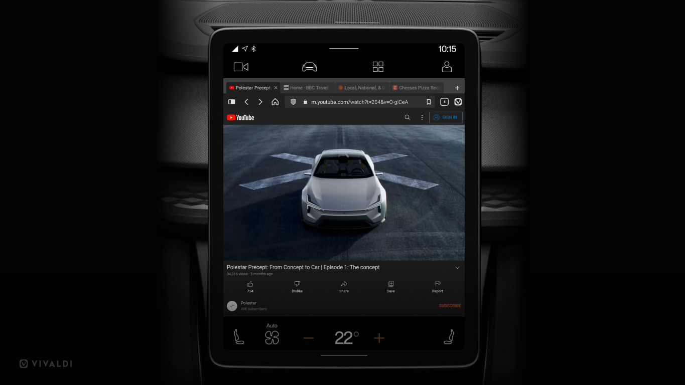 Vivaldi s'invite sur Android Automotive OS avant même l'arrivée de Chrome