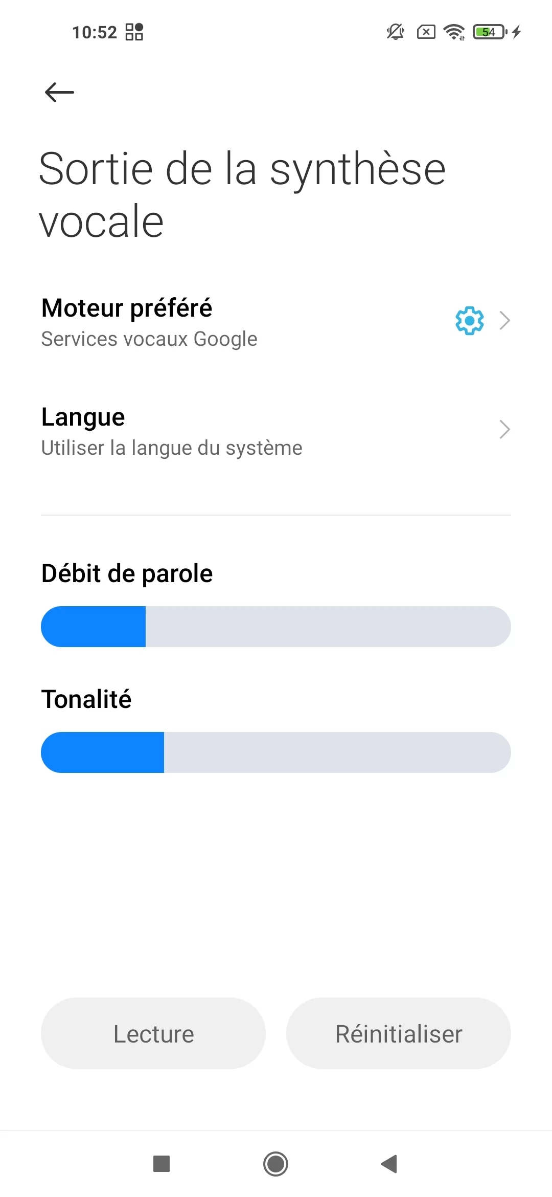 Paramètres 1 Google Speech