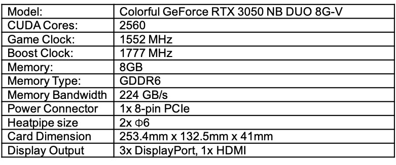 ColorfulRTX3050 © Colorful