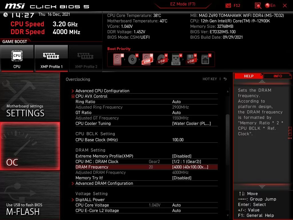 MSI MAG Z690 TOMAHAWK WiFi DDR4 - BIOS © Nerces