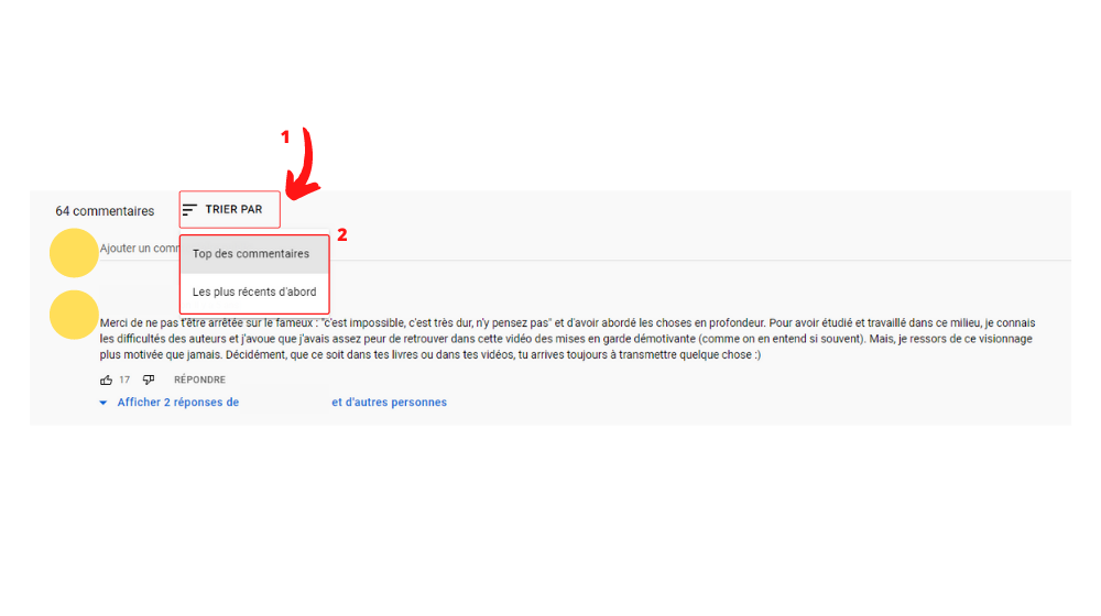 YT Filtrer Comm 3 © © Google / Youtube