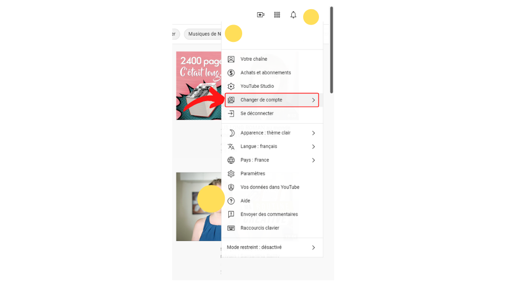 YT Changer Compte 1 © © Google / Youtube