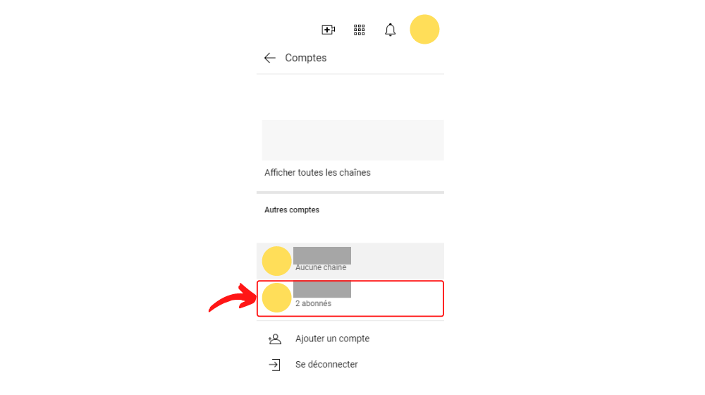 YT Changer Compte 2 © © Google / Youtube