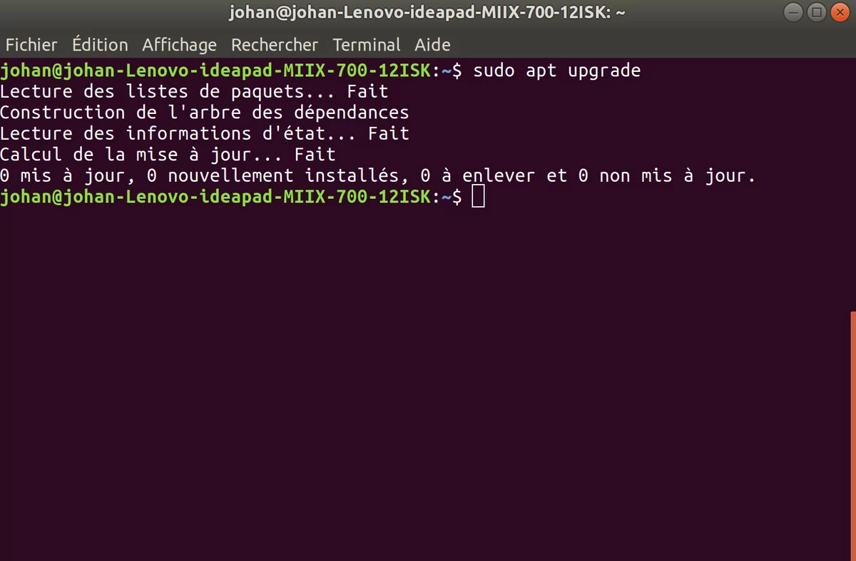 Linux commande upgrade © Johan Gautreau