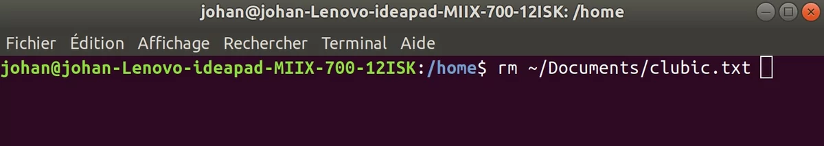 Linux commande rm © Johan Gautreau