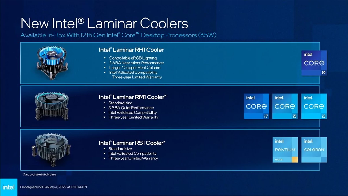 Refroidisseurs Intel Laminar © Intel