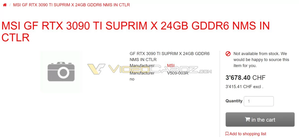 MSI GeForce RTX 3090 Ti SUPRIM X 24G © Videocardz