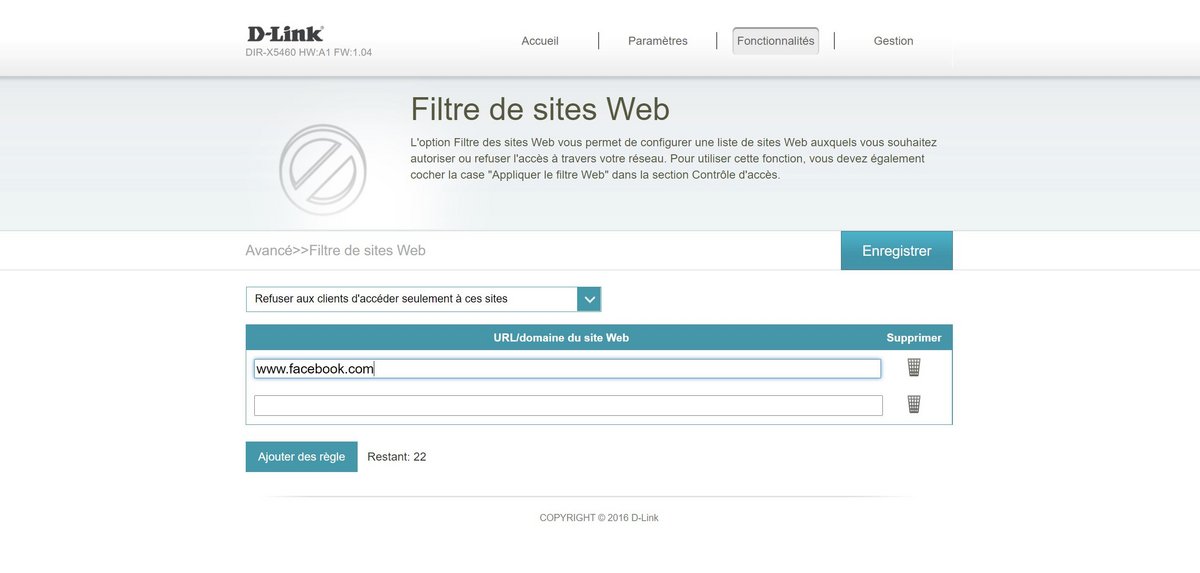 Le filtre de sites web se trouve sur l&#039;interface web alors que le contrôle parental est sur l&#039;application.