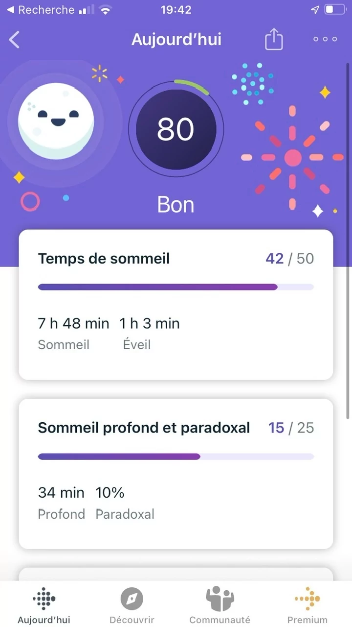 Appli Fitbit - Score sommeil Premium © Johan Gautreau