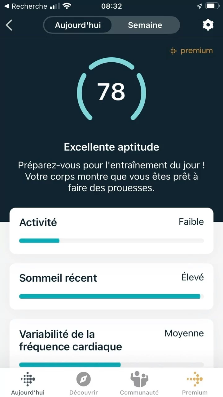 Appli Fitbit - Score Aptitude Premium © Johan Gautreau