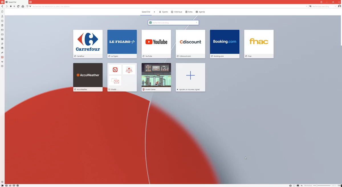 Vivaldi Speed Dial © Capture d'écran