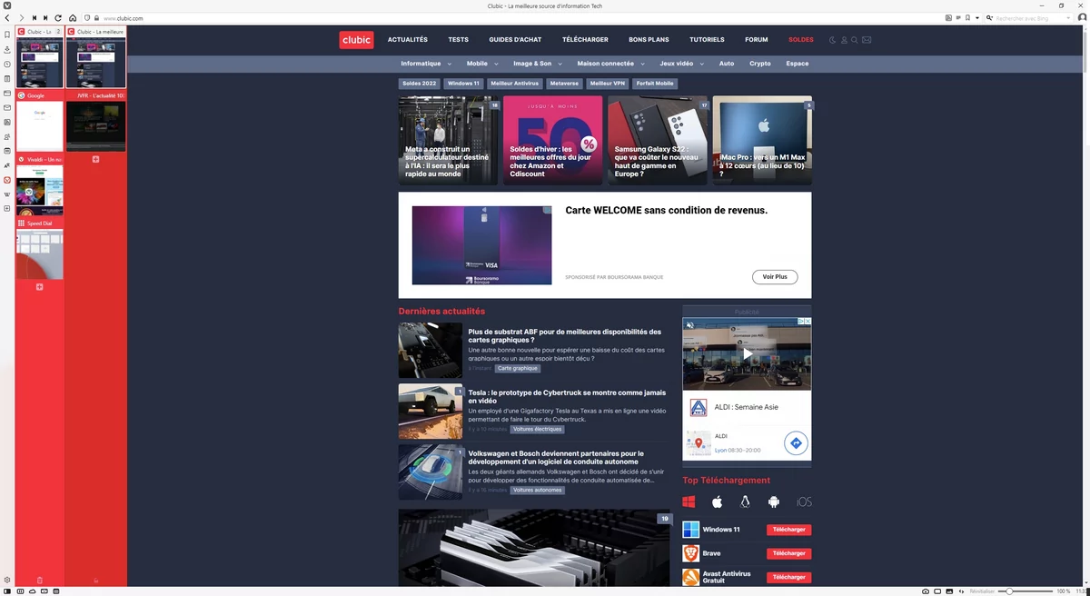 onglets exemple vivaldi © Capture d'écran