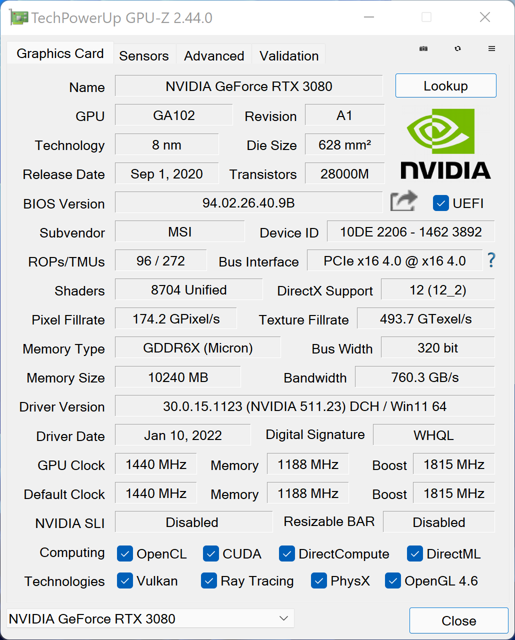 MSI GeForce RTX 3080 SUPRIM X © Nerces