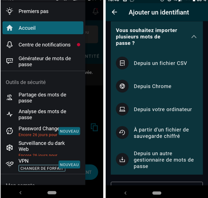 Dashlane capture d'écran © Capture d'écran Dashlane pour Android