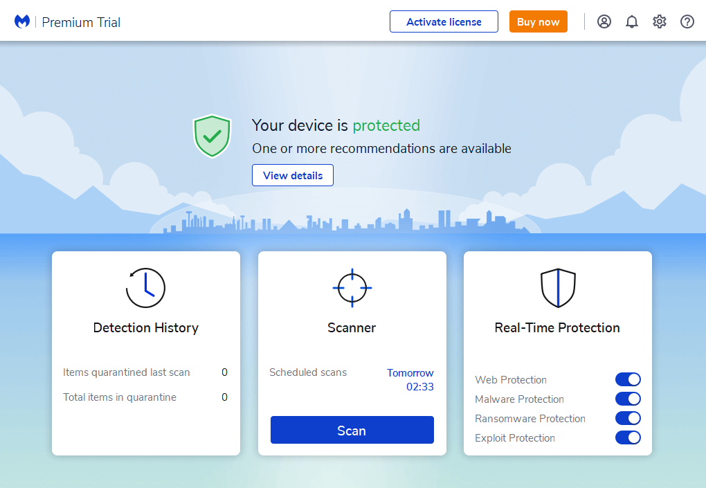 Malwarebytes accueil © Malwarebytes