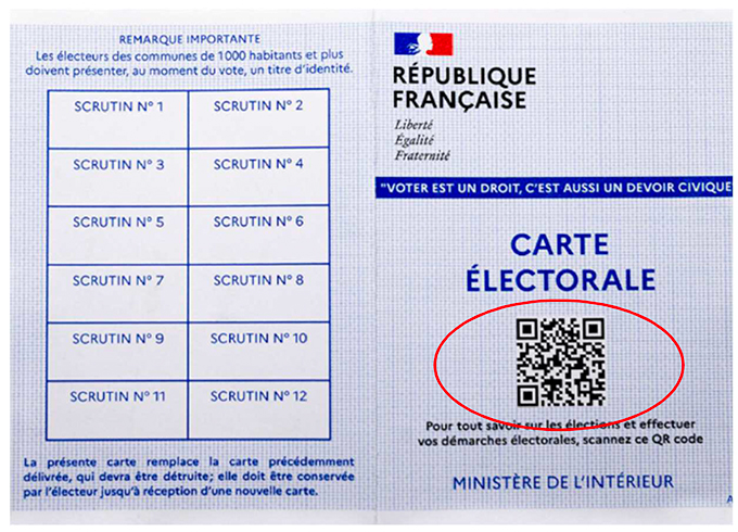 Carte électorale QR code © © Ministère de l'intérieur