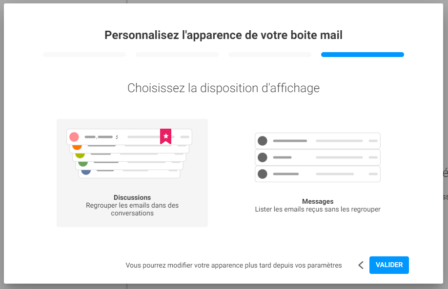 Infomaniak Mail - Choix de la disposition des messages