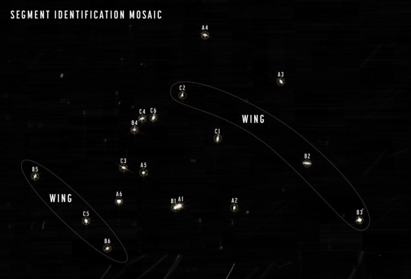 James Webb étoiles alignement 18 mosaique initiale + marquage © NASA/ESA/CSA/JWST