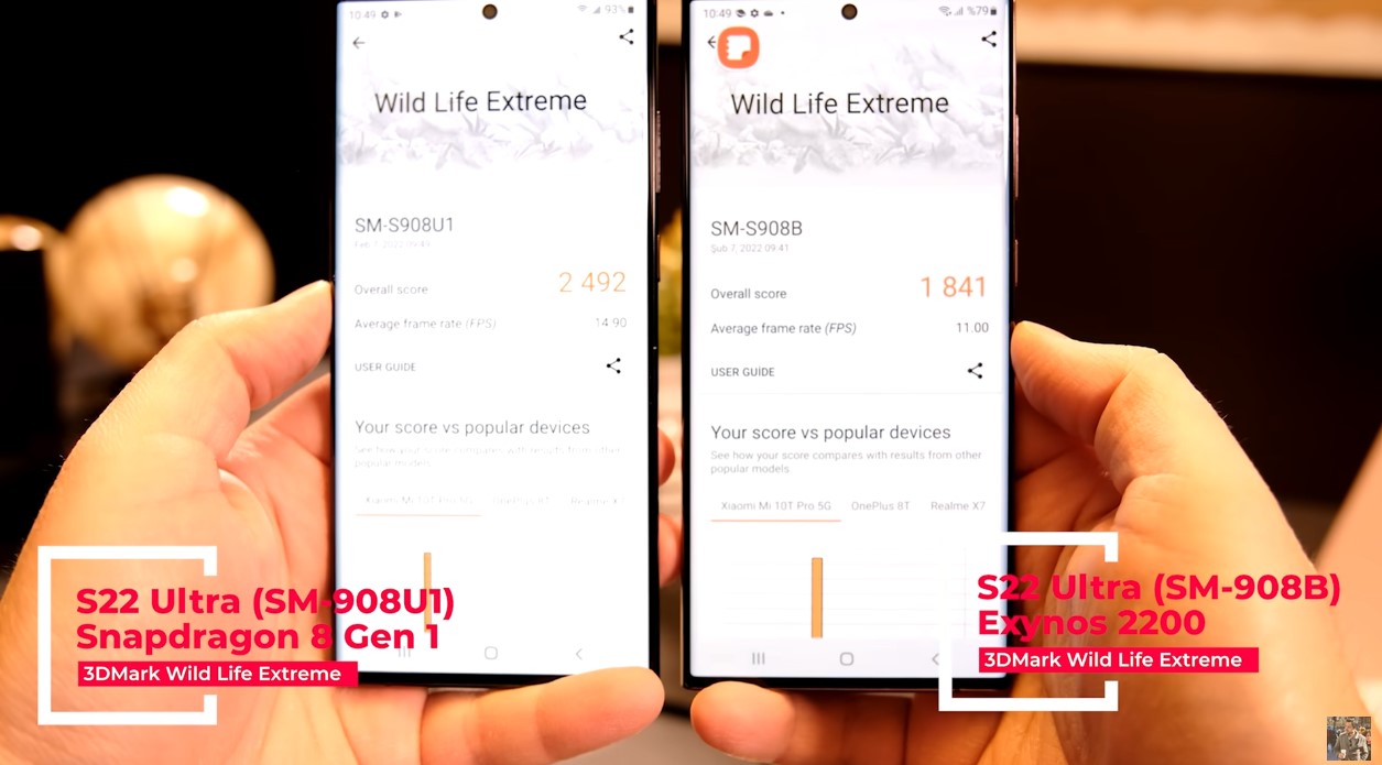 Samsung Galaxy S22 : Exynos 2200 comparé au Snapdragon 8 Gen 1, un vainqueur par KO