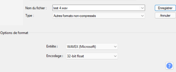 Audacity format WAV 32