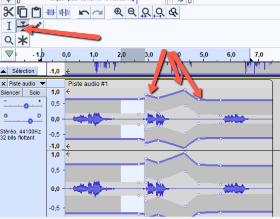 Audacity Niveaux de son Comment faire un fondu © Audacity