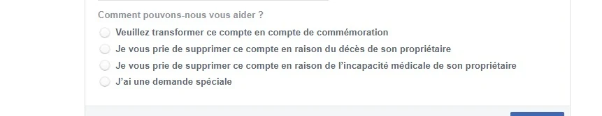 Demande spéciale Facebook Meta
