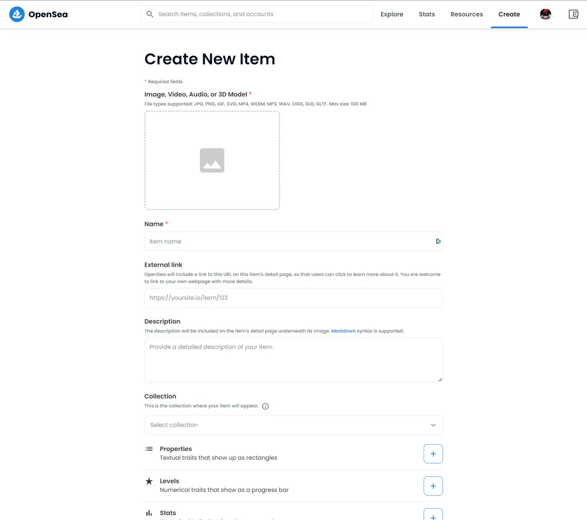 Mode creation OpenSea