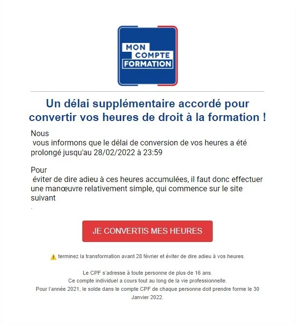 Arnaque en ligne : CPF © Avast
