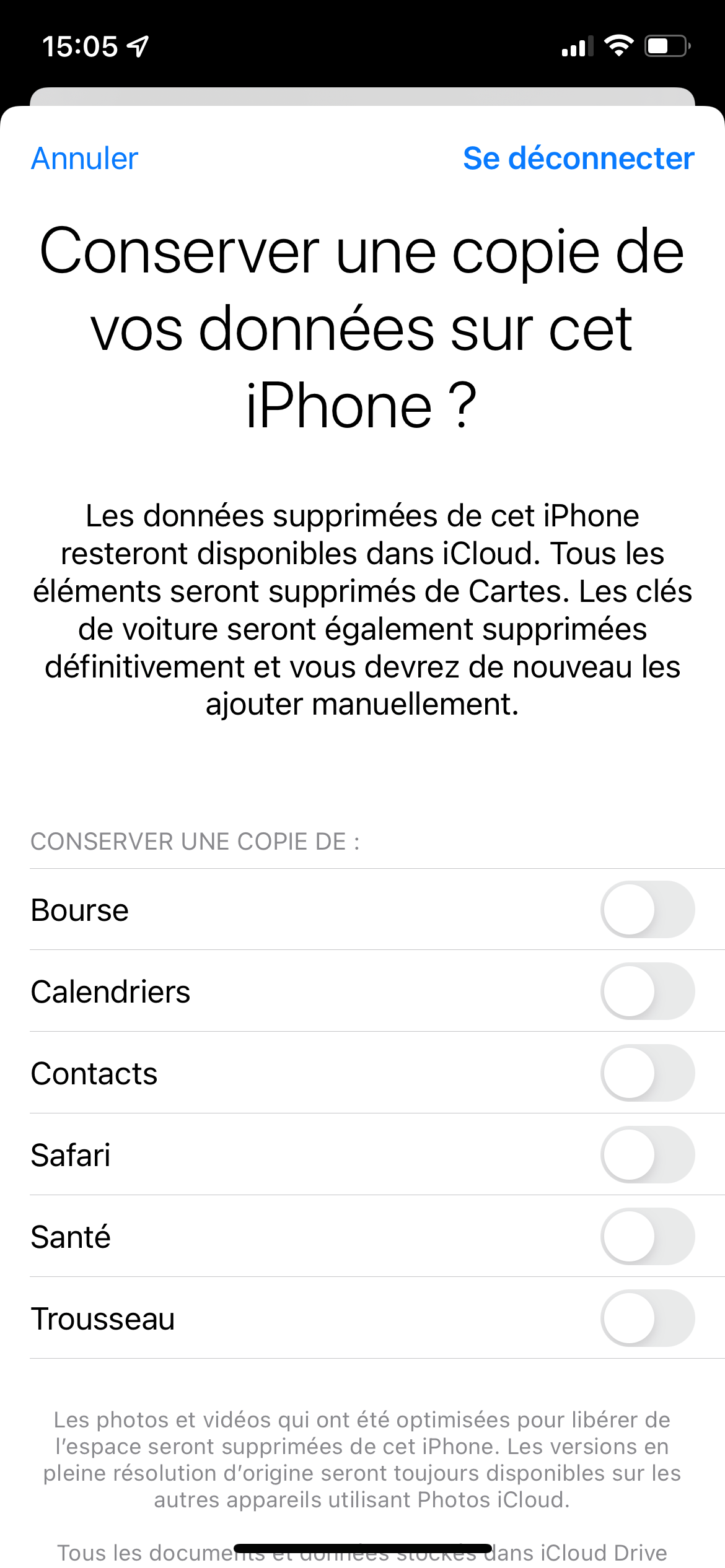 Deconnexion iCloud iOS © © Clubic.com