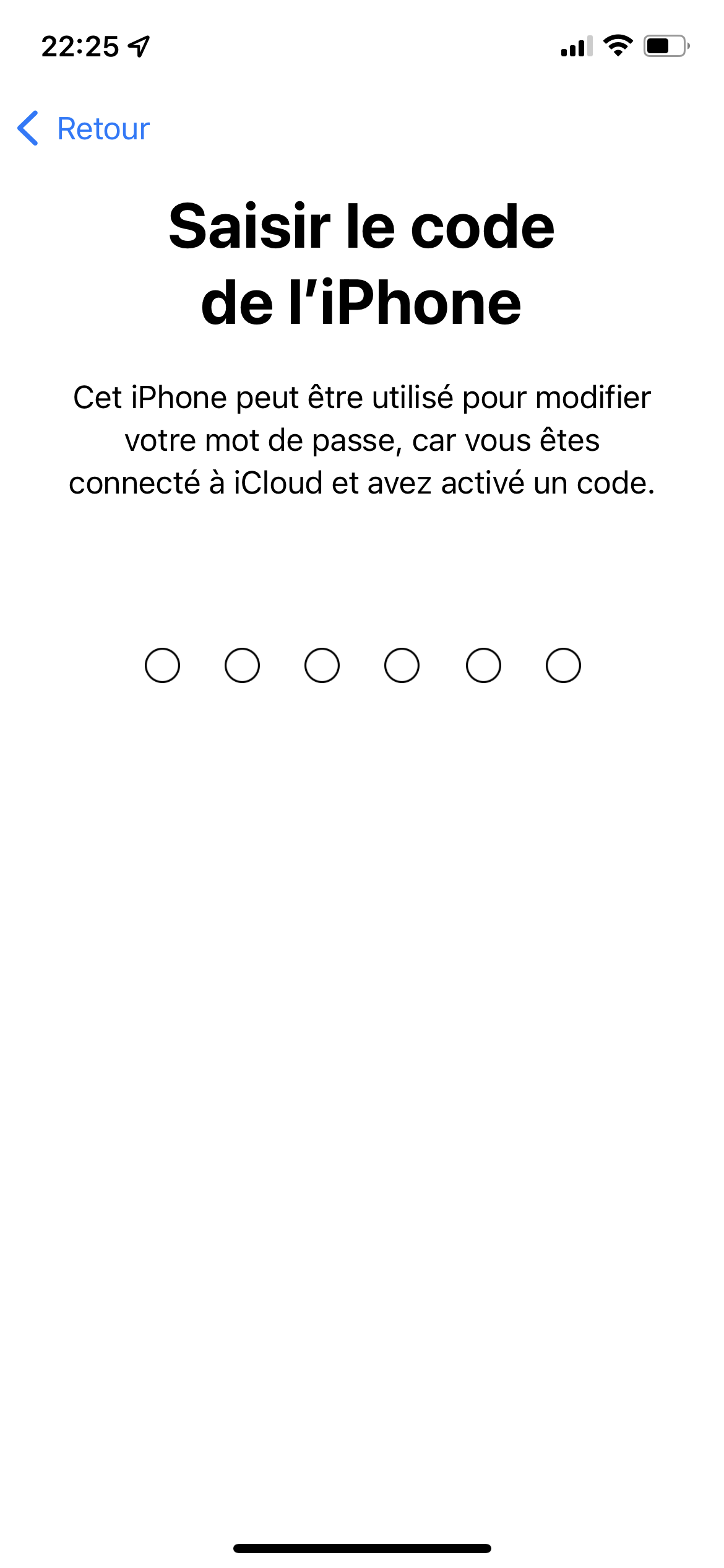 Apple iCloud - Saisie du code de l&#039;iPhone