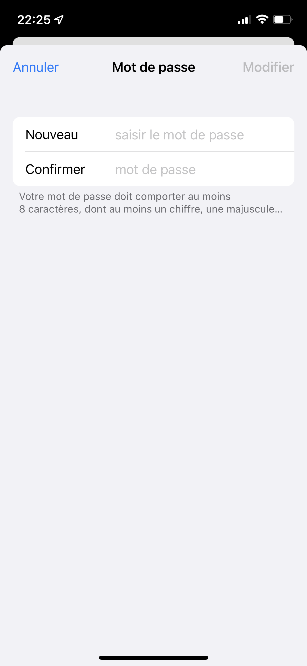 Apple iCloud - Entering the new password on the phone