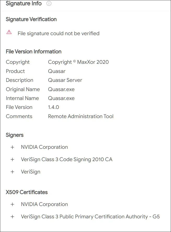 Malware certifié NVIDIA © BleepingComputer
