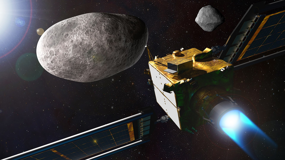 D'ici le mois d'octobre, la mission DART se sera écrasée sur le petit astéroïde-lune Dimorphos. © NASA
