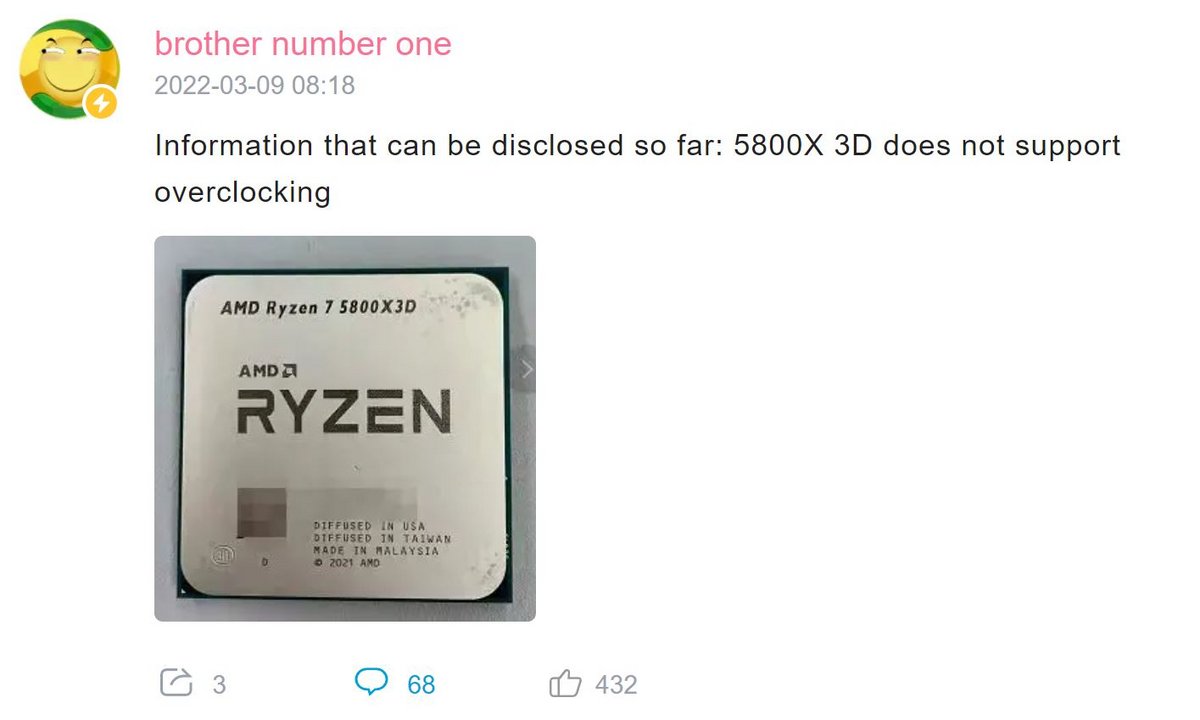 AMD Ryzen 7 5800X3D overclocking © Videocardz