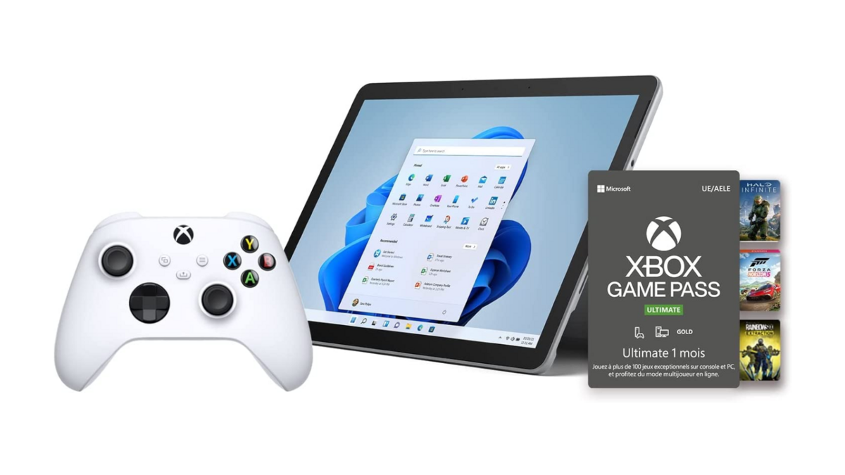 Microsoft Surface Go 3 + manette Xbox + Game Pass Ultimate © Microsoft